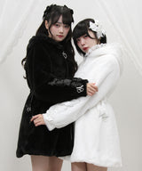 選べるフードデザインフレアファーコート