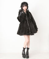 選べるフードデザインフレアファーコート