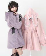 選べるフードデザインフレアファーコート