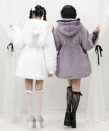 選べるフードデザインフレアファーコート