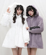 選べるフードデザインフレアファーコート