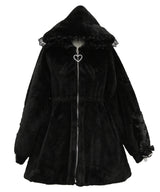 選べるフードデザインフレアファーコート