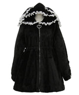 選べるフードデザインフレアファーコート