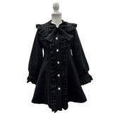 丸襟ヨークリボンフリルコート