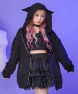 上質スウェットデビル悪魔の角耳付きオーバースウェットorZIPパーカー【大きいサイズ有】