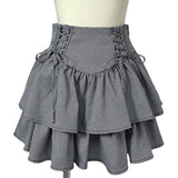 【新春セール】レースアップティアードミニスカート