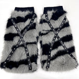 【新春セール】スタッズクロスブレードファーレッグウォーマー