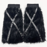 【新春セール】スタッズクロスブレードファーレッグウォーマー