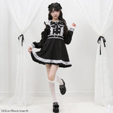 ハートボタンパールチェーンレースフリルワンピース