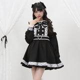 ハートボタンパールチェーンレースフリルワンピース