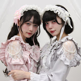 ハートボタンパールチェーンレースフリルワンピース