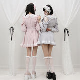 ハートボタンパールチェーンレースフリルワンピース