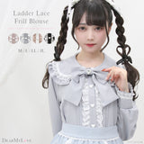 はしごレースフリルリボンブラウス