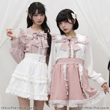 はしごレースフリルリボンブラウス