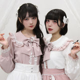 はしごレースフリルリボンブラウス