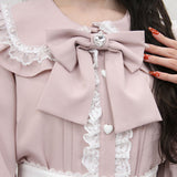 はしごレースフリルリボンブラウス