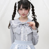 はしごレースフリルリボンブラウス