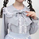 はしごレースフリルリボンブラウス