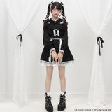 はしごレースフリルリボンブラウス