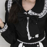 はしごレースフリルリボンブラウス