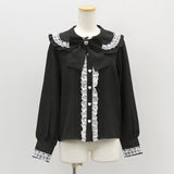 はしごレースフリルリボンブラウス