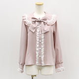 はしごレースフリルリボンブラウス