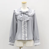 はしごレースフリルリボンブラウス