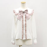 はしごレースフリルリボンブラウス