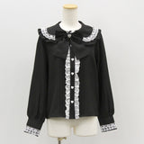 はしごレースフリルリボンブラウス