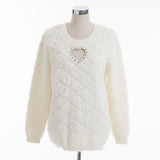 着丈選べるビジューハート開きニット/チュニック/ミニワンピ【大きいサイズ有】