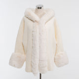 圧縮シャギーニット豪華ファーアウター