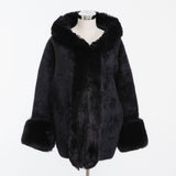 圧縮シャギーニット豪華ファーアウター