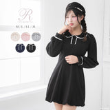 丸襟ポロカットバルーンミニワンピース【大きいサイズ有り】