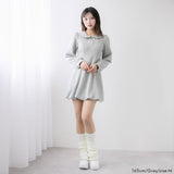 丸襟ポロカットバルーンミニワンピース【大きいサイズ有り】