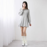 丸襟ポロカットバルーンミニワンピース【大きいサイズ有り】