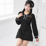 丸襟ポロカットバルーンミニワンピース【大きいサイズ有り】