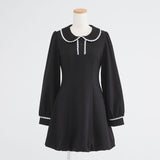 丸襟ポロカットバルーンミニワンピース【大きいサイズ有り】