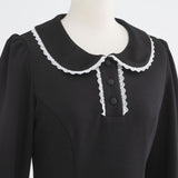 丸襟ポロカットバルーンミニワンピース【大きいサイズ有り】