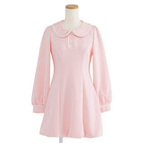 丸襟ポロカットバルーンミニワンピース【大きいサイズ有り】