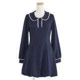 丸襟ポロカットバルーンミニワンピース【大きいサイズ有り】