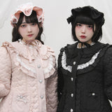 ハートキルティングレースフリルダウンAラインコート