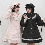 ハートキルティングレースフリルダウンAラインコート