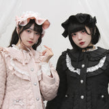 ハートキルティングレースフリルダウンAラインコート