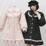 ハートキルティングレースフリルダウンAラインコート