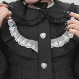 ハートキルティングレースフリルダウンAラインコート