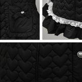 ハートキルティングレースフリルダウンAラインコート