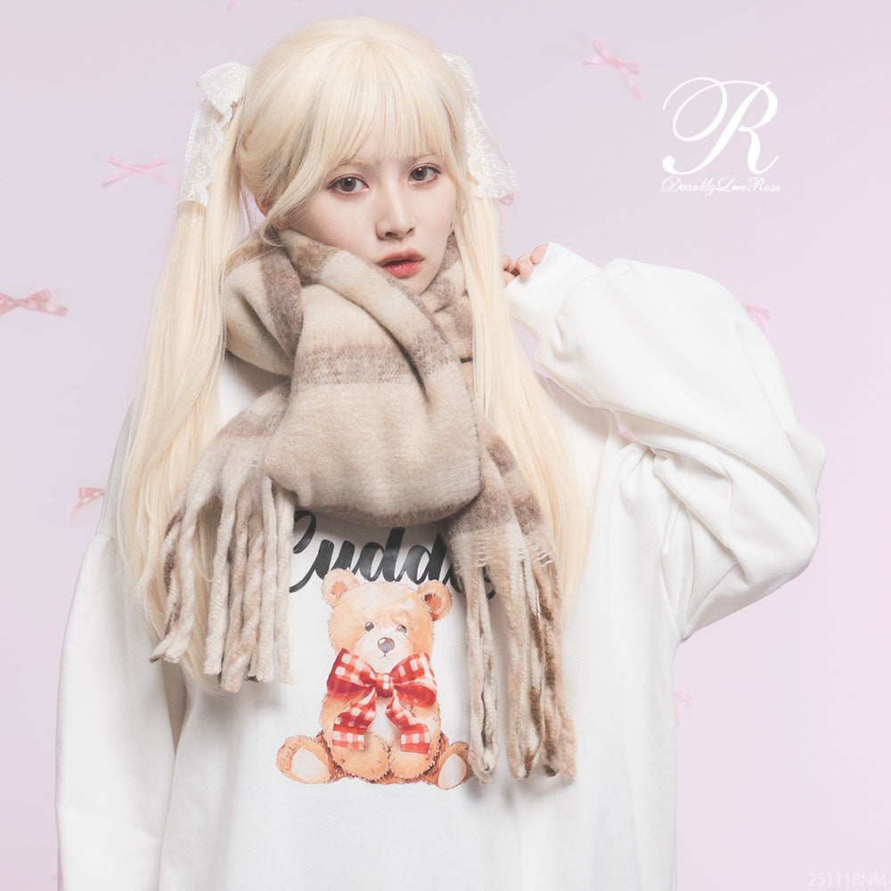マフラー　ゆめかわいい ふわふわチェックボリュームマフラー – レディースファッション通販の