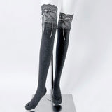 レースリブニーハイソックス