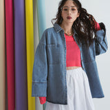 オーバーサイズカフスデザインデニムシャツジャケット