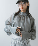 【メール便】箔オーガンジーブラウス